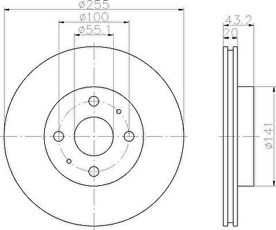 Hella 8DD 355 108-881 тормозной диск на TOYOTA YARIS (SCP1_, NLP1_, NCP1_)