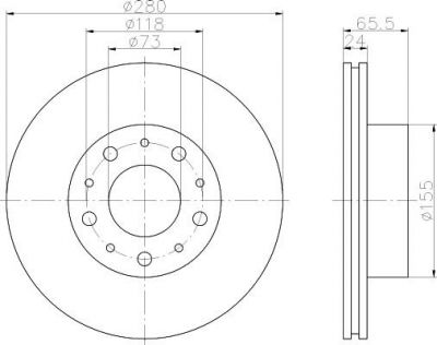 Hella 8DD 355 109-001 тормозной диск на PEUGEOT BOXER автобус (230P)