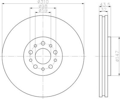 Hella 8DD 355 109-131 тормозной диск на PEUGEOT 807 (E)