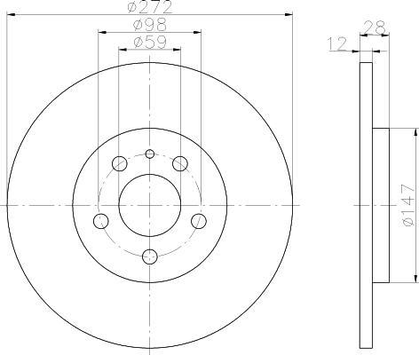 Hella 8DD 355 109-151 тормозной диск на PEUGEOT 807 (E)