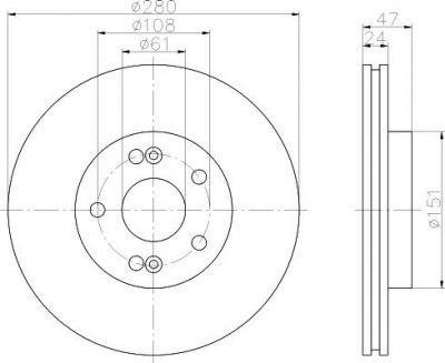 Hella 8DD 355 109-281 тормозной диск на RENAULT LAGUNA II Grandtour (KG0/1_)