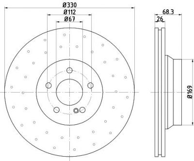 Hella 8DD 355 109-441 тормозной диск на MERCEDES-BENZ CLS (C219)