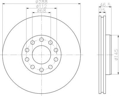 Hella 8DD 355 109-621 тормозной диск на SKODA SUPERB (3U4)