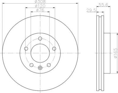 Hella 8DD 355 109-661 тормозной диск на VW MULTIVAN V (7HM, 7HN, 7HF, 7EF, 7EM, 7EN)