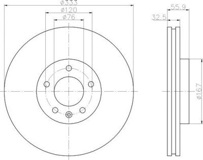 Hella 8DD 355 109-681 тормозной диск на VW MULTIVAN V (7HM, 7HN, 7HF, 7EF, 7EM, 7EN)