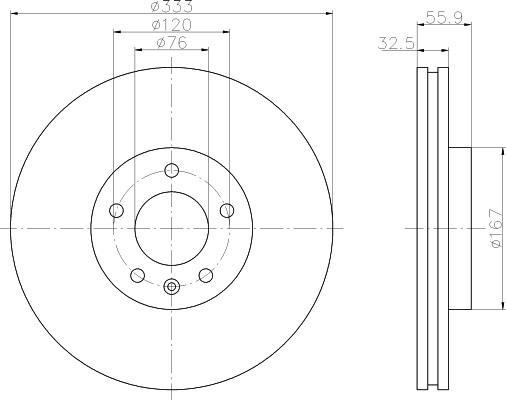 Hella 8DD 355 109-681 тормозной диск на VW MULTIVAN V (7HM, 7HN, 7HF, 7EF, 7EM, 7EN)