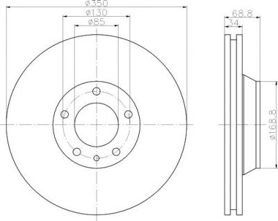 Hella 8DD 355 109-751 тормозной диск на VW TOUAREG (7LA, 7L6, 7L7)