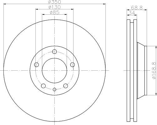 Hella 8DD 355 109-751 тормозной диск на VW TOUAREG (7LA, 7L6, 7L7)