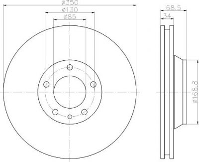 Hella 8DD 355 109-781 тормозной диск на VW TOUAREG (7LA, 7L6, 7L7)