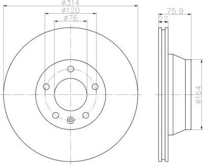 Hella 8DD 355 109-801 тормозной диск на VW TRANSPORTER V c бортовой платформой/ходовая часть (7JD, 7JE,