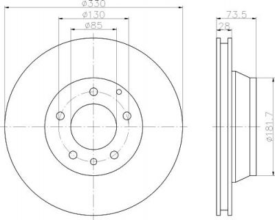 Hella 8DD 355 109-821 тормозной диск на VW TOUAREG (7LA, 7L6, 7L7)