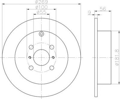 Hella 8DD 355 110-491 тормозной диск на TOYOTA MATRIX (ZZE13_)