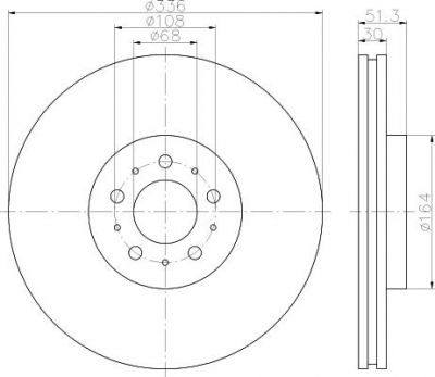 Hella 8DD 355 110-591 тормозной диск на VOLVO XC90 I