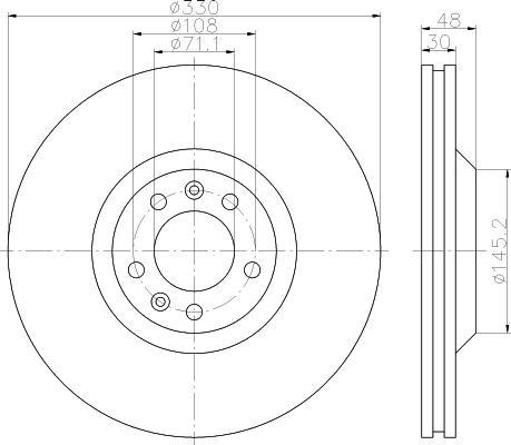 Hella 8DD 355 110-781 тормозной диск на PEUGEOT 607 (9D, 9U)