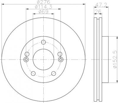 Hella 8DD 355 110-951 тормозной диск на HYUNDAI SANTA FE I (SM)