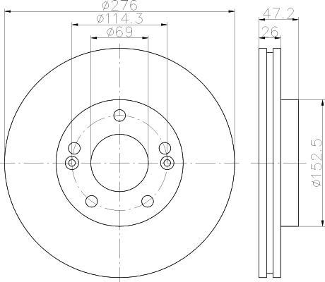 Hella 8DD 355 110-951 тормозной диск на HYUNDAI SANTA FE I (SM)