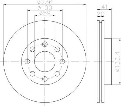 Hella 8DD 355 111-341 тормозной диск на CHEVROLET AVEO седан (T200)