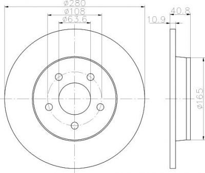 Hella 8DD 355 111-401 тормозной диск на FORD C-MAX (DM2)