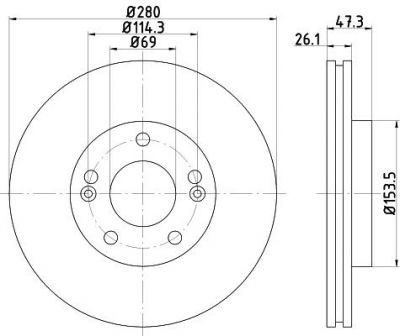 Hella 8DD 355 111-411 тормозной диск на KIA VENGA (YN)