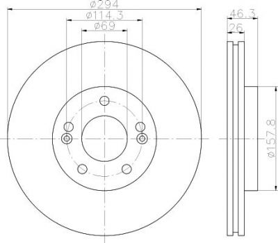 Hella 8DD 355 111-751 тормозной диск на HYUNDAI SANTA FE I (SM)