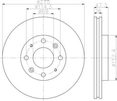 Hella 8DD 355 111-781 тормозной диск на KIA SPECTRA седан (LD)