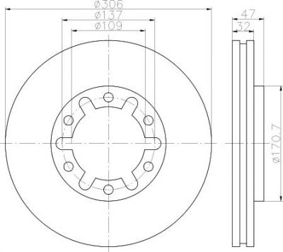 Hella 8DD 355 111-981 тормозной диск на NISSAN PATROL GR V Wagon (Y61)