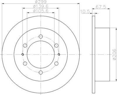 Hella 8DD 355 112-001 тормозной диск на SSANGYONG MUSSO (FJ)