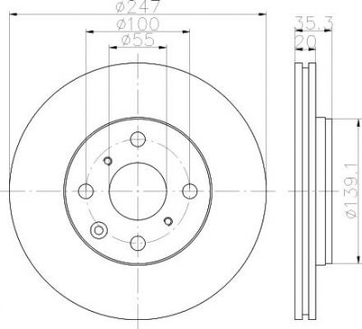 Hella 8DD 355 112-311 тормозной диск на TOYOTA AYGO (PAB4_, KGB4_)