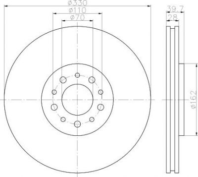 Hella 8DD 355 112-521 тормозной диск на ALFA ROMEO 159 (939)