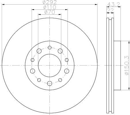 Hella 8DD 355 112-561 тормозной диск на ALFA ROMEO 159 (939)