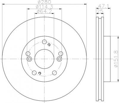 Hella 8DD 355 112-741 тормозной диск на HONDA ACCORD VII Tourer (CM)