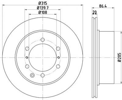 Hella 8DD 355 112-751 тормозной диск на HYUNDAI TERRACAN (HP)