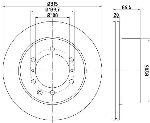 Hella 8DD 355 112-751 тормозной диск на HYUNDAI TERRACAN (HP)