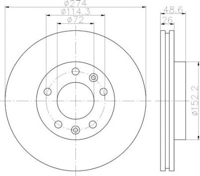 Hella 8DD 355 112-771 тормозной диск на KIA CARNIVAL I (UP)