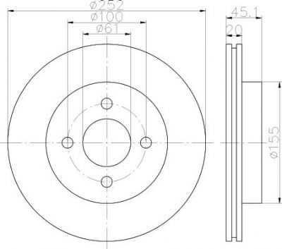 Hella 8DD 355 112-961 тормозной диск на NISSAN ALMERA I (N15)