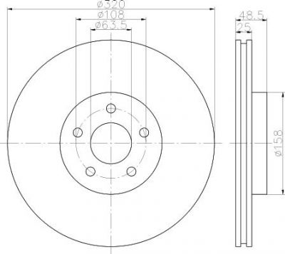 Hella 8DD 355 113-001 тормозной диск на VOLVO V50 (MW)