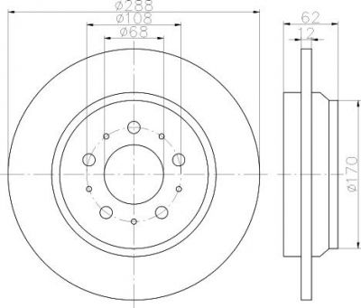 Hella 8DD 355 113-021 тормозной диск на VOLVO V70 I (LV)
