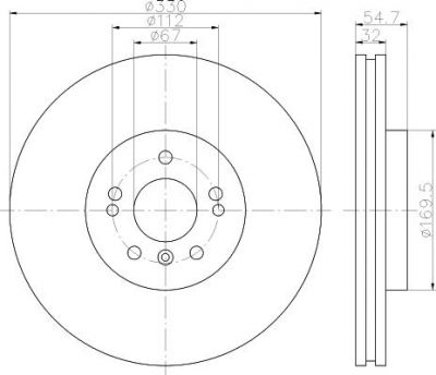 Hella 8DD 355 113-171 тормозной диск на MERCEDES-BENZ M-CLASS (W164)