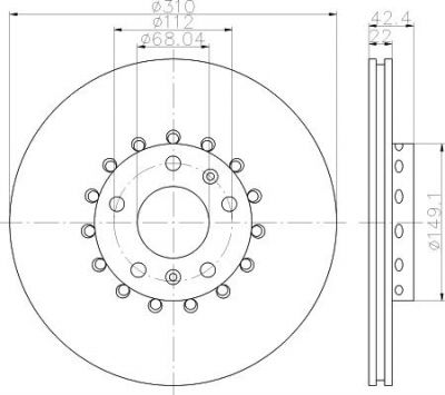 Hella 8DD 355 113-341 тормозной диск на VW PHAETON (3D_)