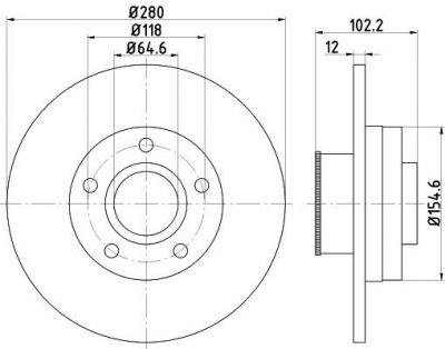 Hella 8DD 355 113-401 тормозной диск на OPEL VIVARO фургон (F7)