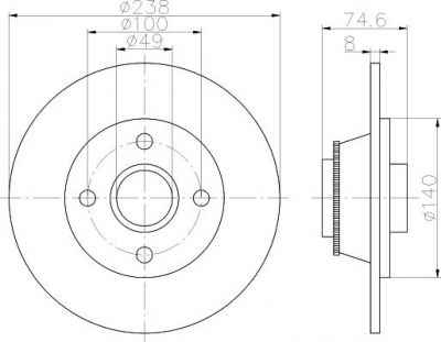 Hella 8DD 355 113-431 тормозной диск на RENAULT CLIO II (BB0/1/2_, CB0/1/2_)