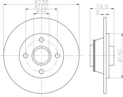 Hella 8DD 355 113-441 тормозной диск на RENAULT CLIO I (B/C57_, 5/357_)