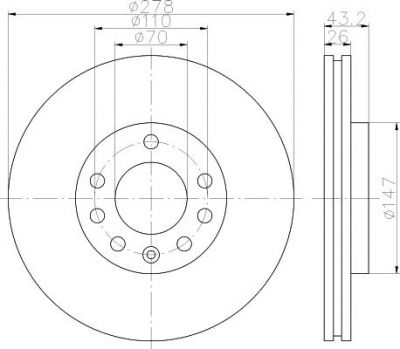 Hella 8DD 355 113-611 тормозной диск на OPEL CORSA D