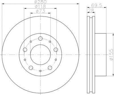 Hella 8DD 355 113-691 тормозной диск на FIAT DUCATO фургон (250, 290)