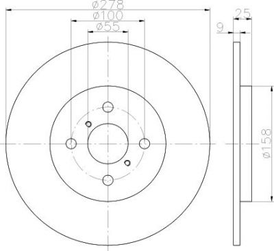 Hella 8DD 355 114-051 тормозной диск на TOYOTA YARIS (NHP13_, NSP13_, NCP13_, KSP13_, NLP13_)