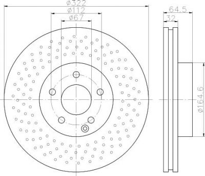 Hella 8DD 355 114-231 тормозной диск на MERCEDES-BENZ E-CLASS купе (C207)