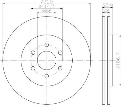 Hella 8DD 355 114-331 тормозной диск на NISSAN PATHFINDER IV (R52)