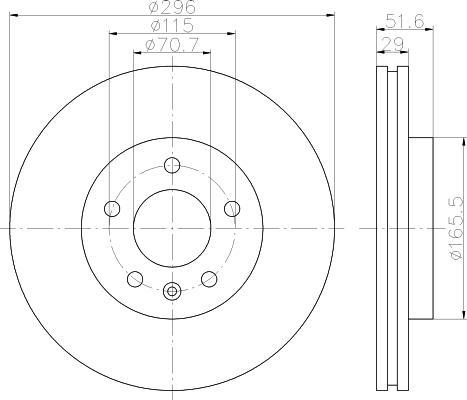 Hella 8DD 355 114-401 тормозной диск на CHEVROLET CAPTIVA (C100, C140)