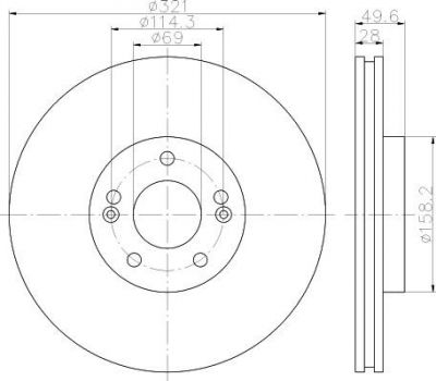 Hella 8DD 355 114-461 тормозной диск на HYUNDAI SANTA FE II (CM)