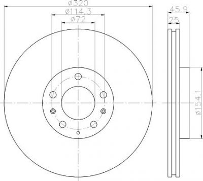 Hella 8DD 355 114-491 тормозной диск на MAZDA 6 Hatchback (GG)
